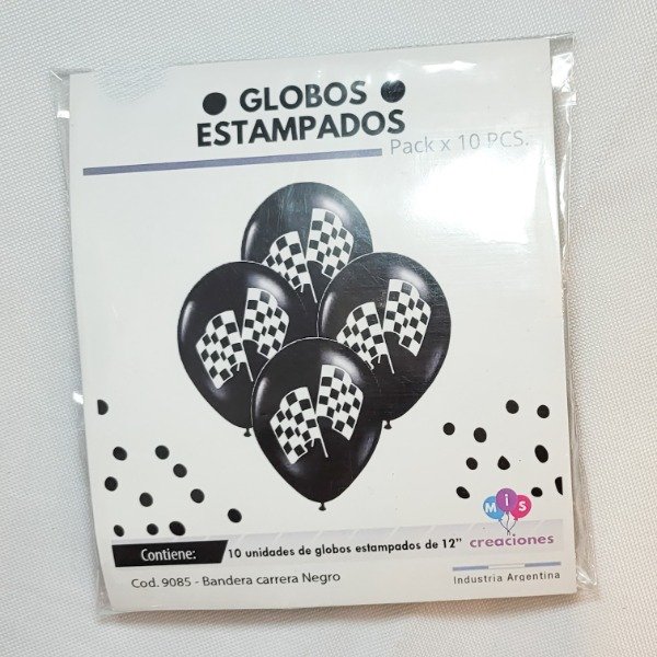 Producto - Globos estampados banderas de carrera x10 unidades 12"