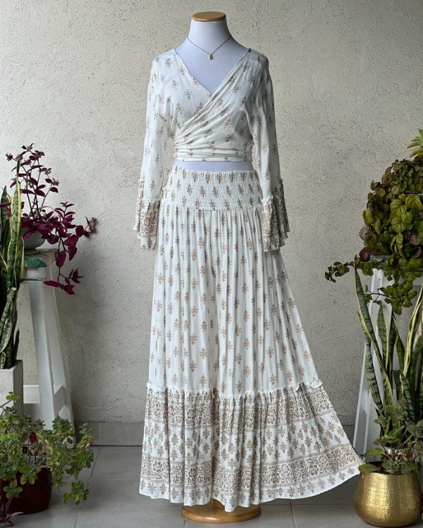 Producto - Palazzo Volados Algodón Línea Gold Blanco M a XL