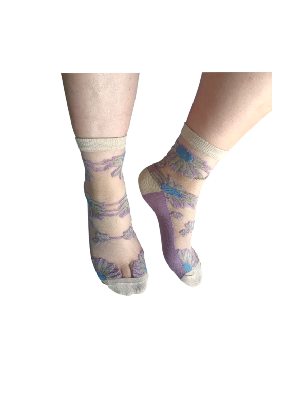 Producto - MEDIAS IMPORTADAS DE TUL BORDADO / lila - beige