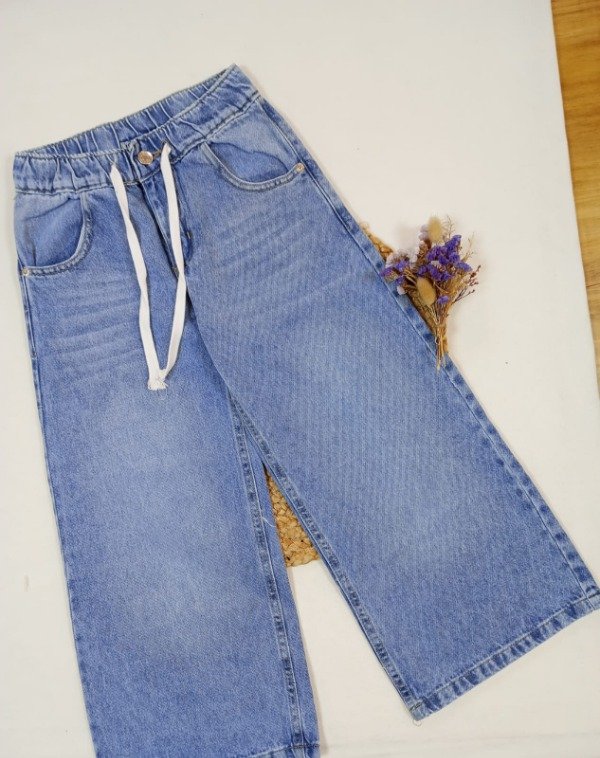 Producto - PANTALON JEAN CELESTE WIDE LEG RIGIDO C/ELASTICO Y CORDON