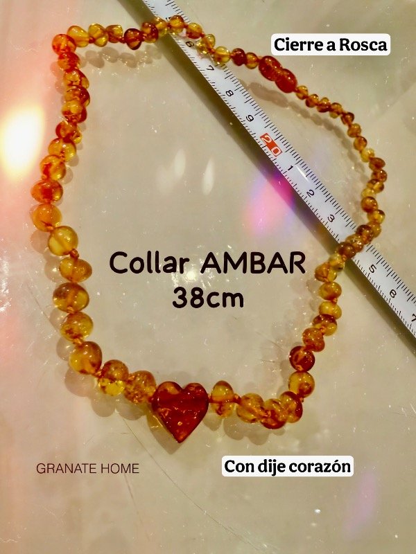 Producto - Collar Ambar corazón 38cm - 0