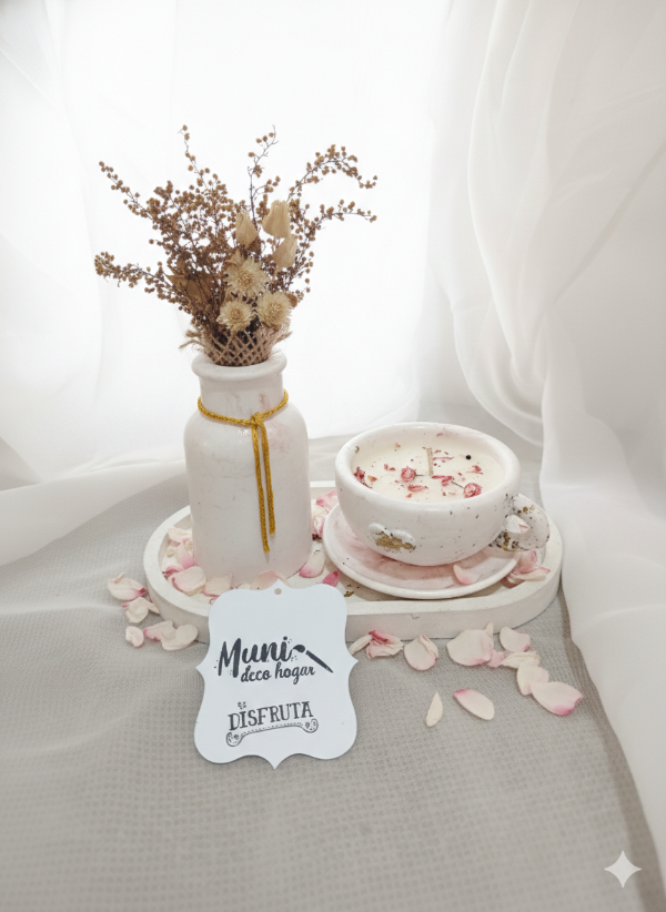 Producto - Combo bandeja oval + florero y vela taza