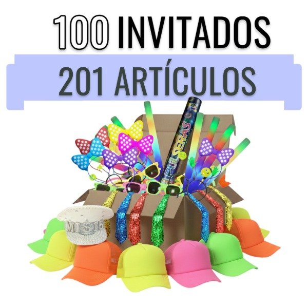 Producto - Combo Cotillon Luminoso Súper TOP Premium para 100 Invitados con 201 Artículos