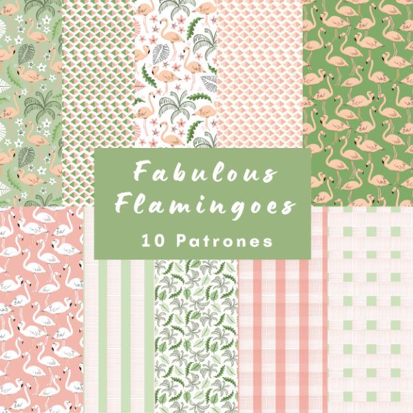 Producto - Colección Flamencos - Patrones en rosa y verde - PA-K05