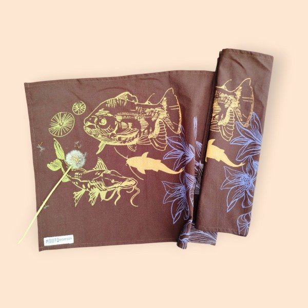 Producto - Par de individuales "Peces de Río Marrón" - 0