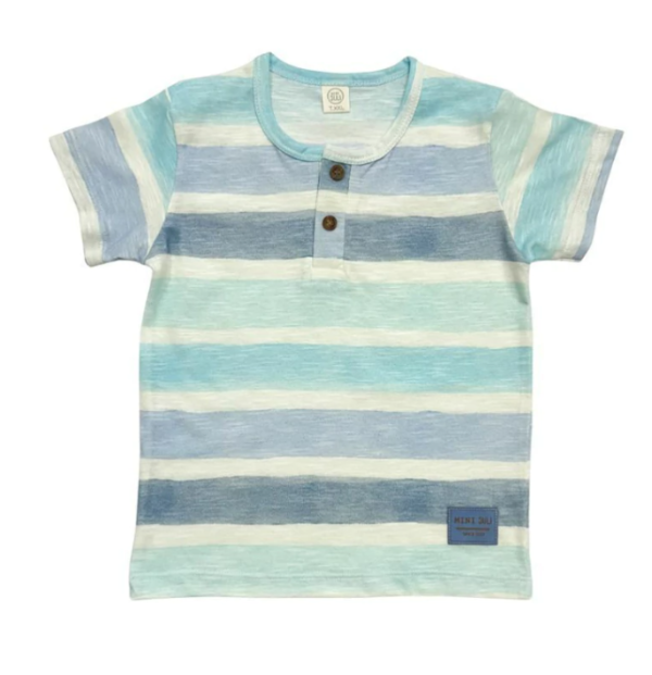 Producto - Remera Rayada Light Blue con botones - m/c
