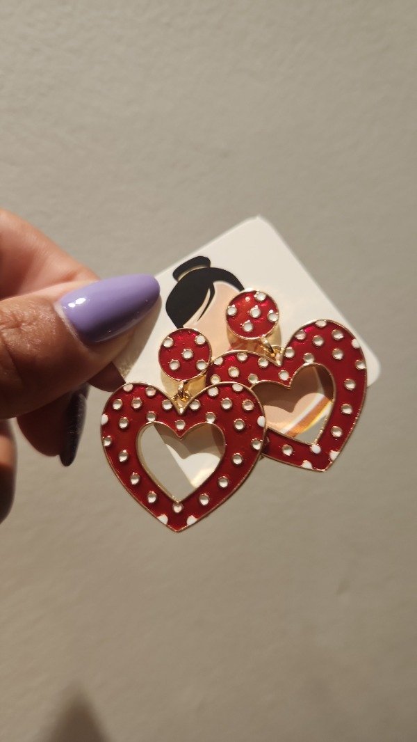 Producto - AROS METALICOS CORAZON ROJO A  LUNARES