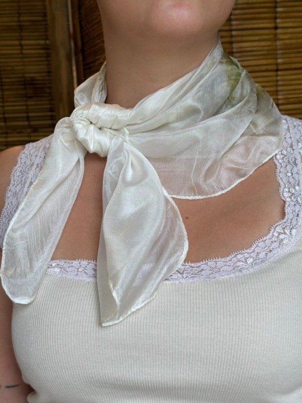 Producto - Pañuelo ECOPRINT Seda Natural WHITE