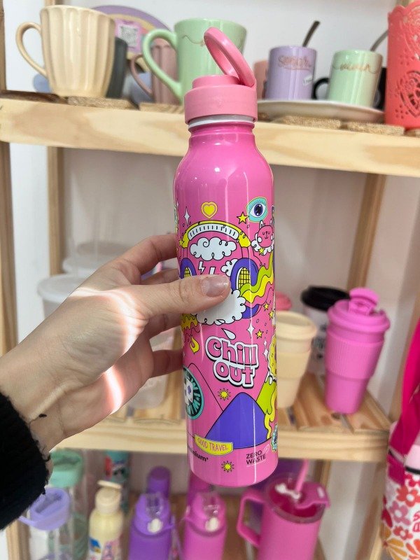 Producto - Botella Aluminio estampada ROSA