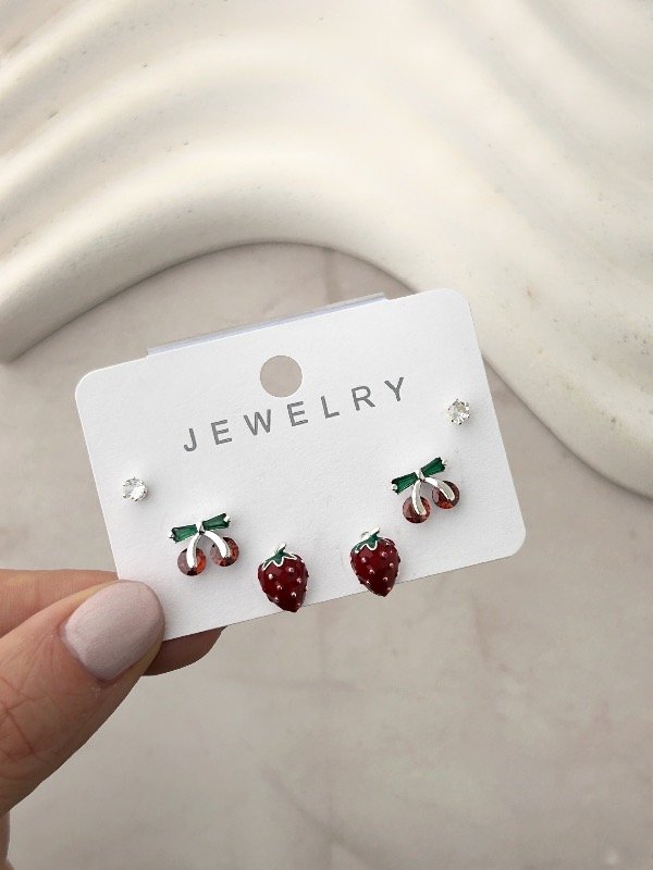 Producto - SET 3 AROS CHERRY FRUTILLA CUBIC 1725