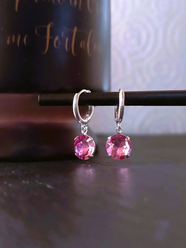 Producto - Argollas dije cristal rosa
