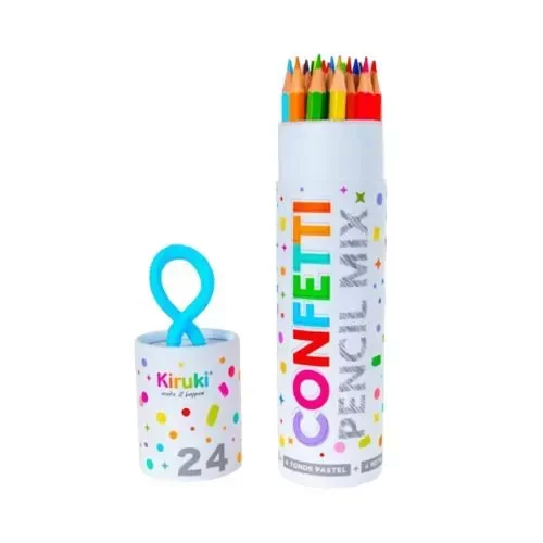 Producto - LAPICES COLORES KIRUKI CONFETTI LARGOS TUBO X 24 COLORES