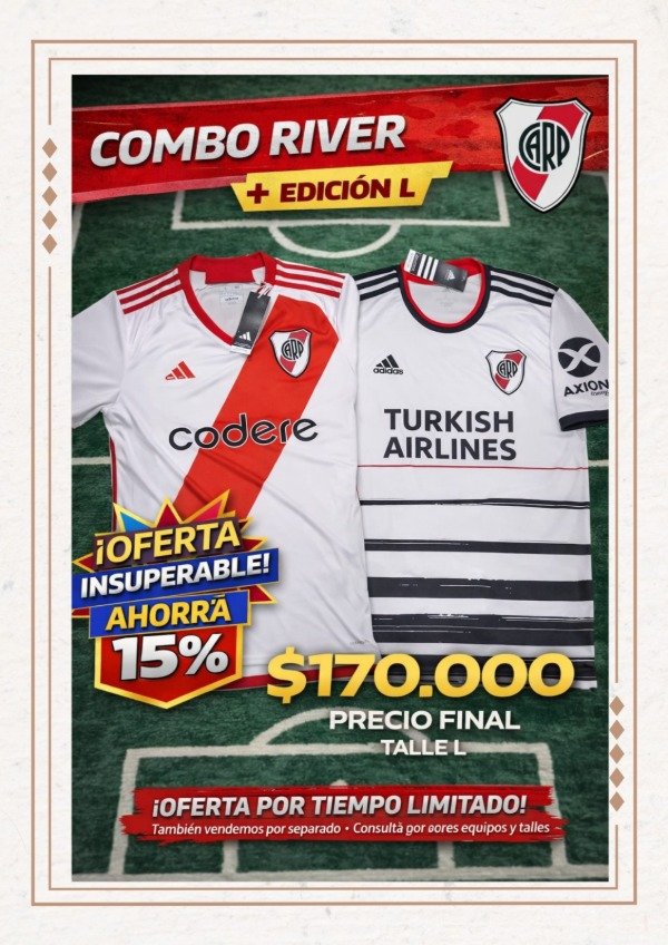 Producto - Combo River Plate Titular 2024 + Suplente Madrid Original Adidas Talle L