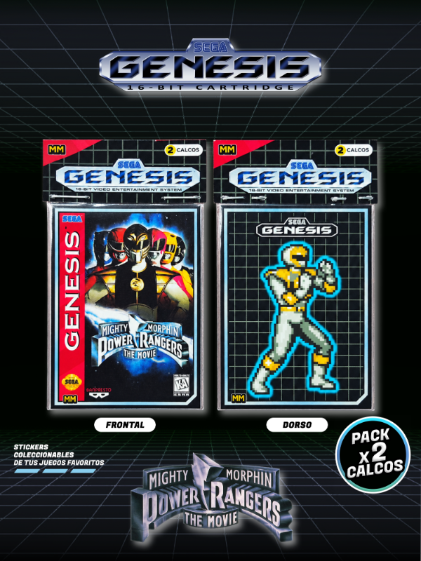 Producto - Stickers / Mighty Morphin Power Rangers The Movie / Sega Genesis Pack x2 / 5 cm