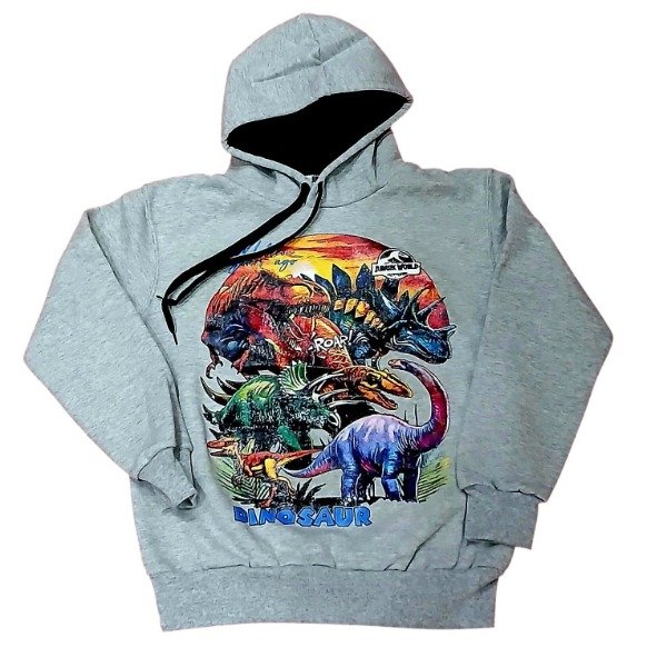Producto - Buzo frizado varón doble estampa Dinosaurios Gris T14