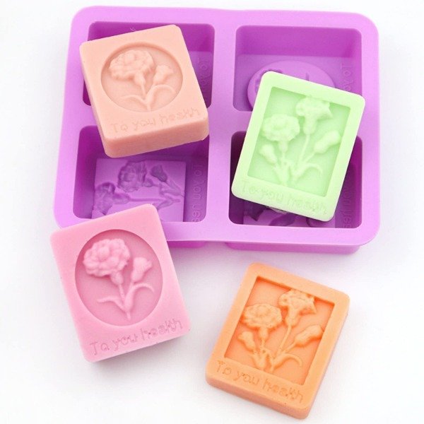 Producto - Molde jabones x4 cuadros de flores