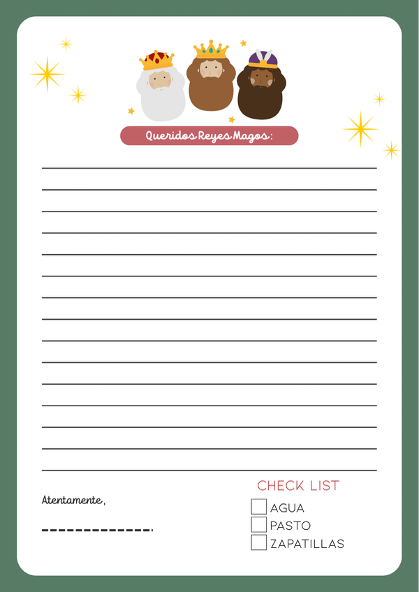 Producto - Imprimible carta reyes magos verde