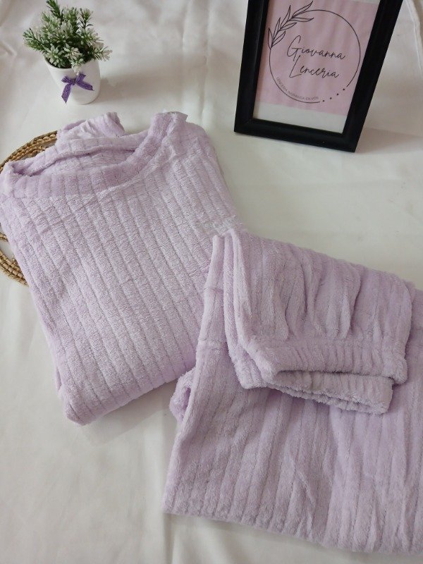 Producto - Pijama Piel rayado liso lila T.3-4