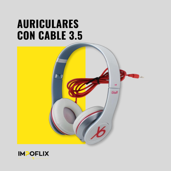 Producto - Auriculares Vincha Estéreo iStuff 3.5mm Blancos Con Cable