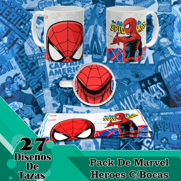 Producto - Diseños Digitales / Plantillas Para Tazas De Marvel Super Héroes Con Bocas