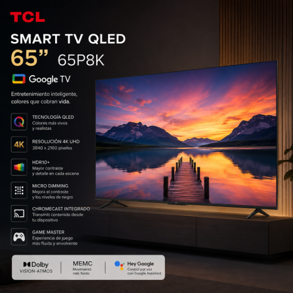 Producto - SMART TV TCL 65" QLED GOOGLE TV 65P8K