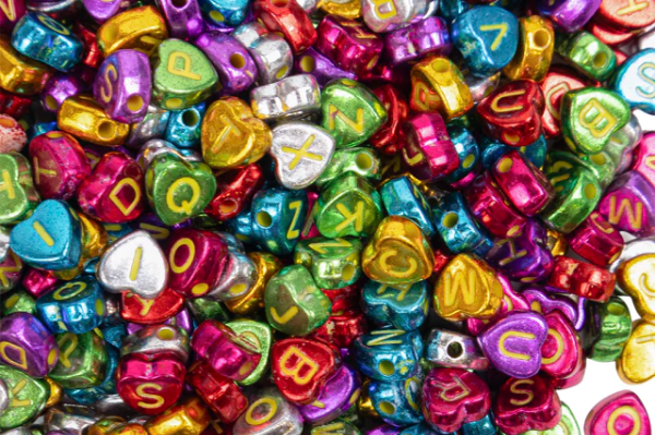 Producto - Letras Corazón Color Metalizado Letra Dorada x Gramos