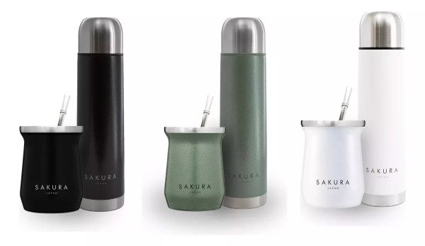 Producto - Combo Set Matero Termo Bullet 1 L con Mate Sakura Acero Inox