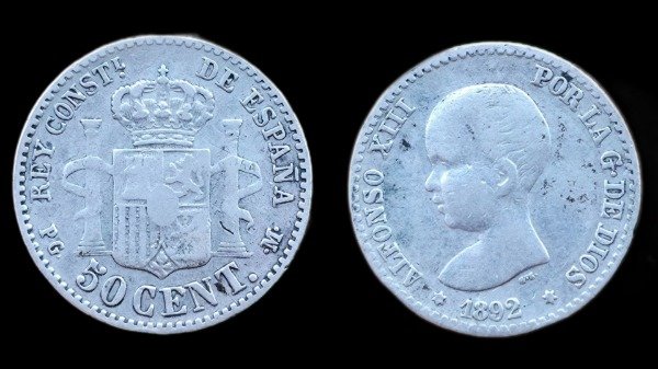 Producto - España 1 Peseta 1892 Alfonso XIII Km#690 -VF