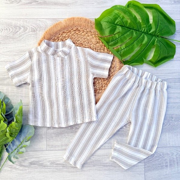 Producto - CONJUNTO ELIAS BEIGE (CAMISA + PANTALÓN)