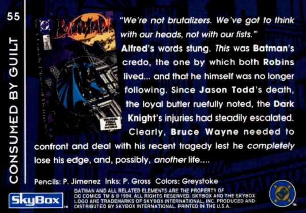 Producto - 1994 SkyBox Batman  #55 - A Lonely Place of Dying, Consumed by Guilt - 1