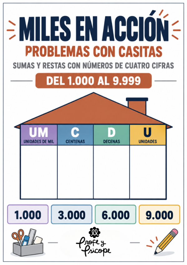 Producto - Resuelvo con casitas: Sumas y Restas con Números de 4 Cifras - 0