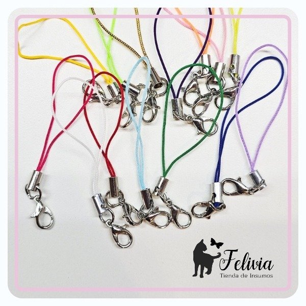 Producto - Tira para celular con mosquetón. Multicolor x 10 u.