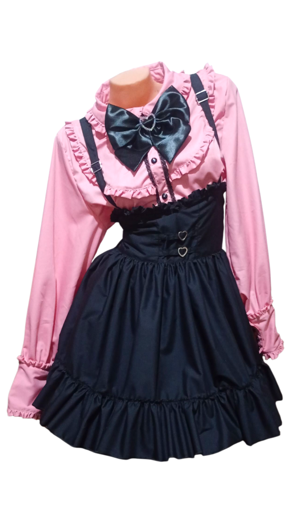 Producto - Jirai kei pink x negro manga larga con pollera