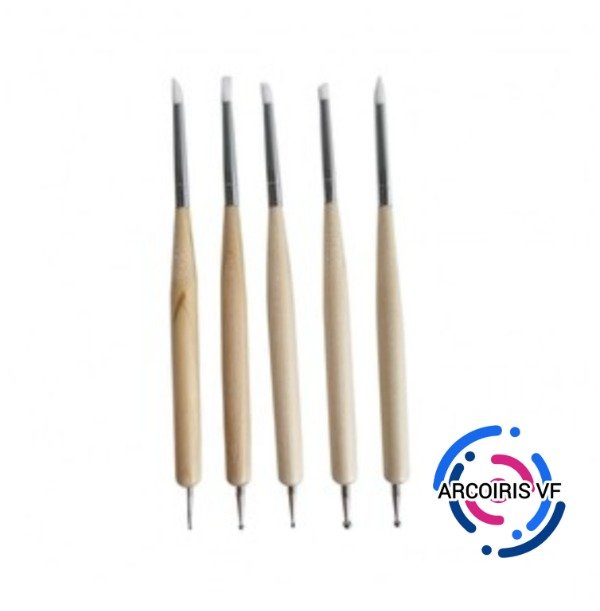 Producto - Pinceles madera doble punta silicona bolillo