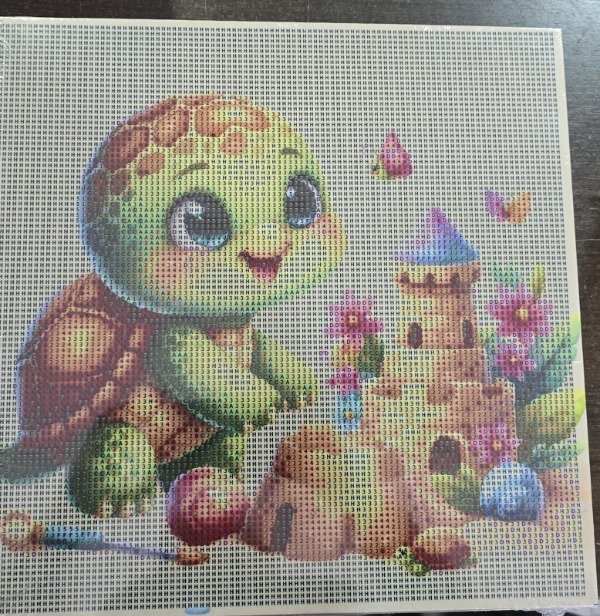 Producto - DIAMOND PAINTING 30X30 BASTIDOR TORTUGUITA CON CASTILLO ARENA