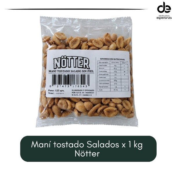 Producto - Mani tostado pelado salado x 125 grs Nötter