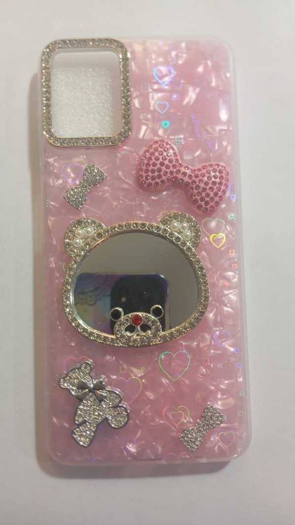 Producto - Funda Premium Espejo Strass Holográfica Rosa para Samsung A07