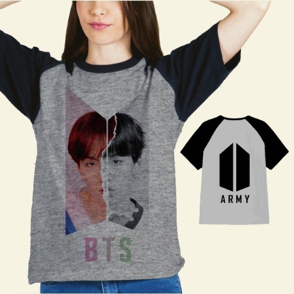 Remera gris unisex BTS Yoongi SUGA doble estampa