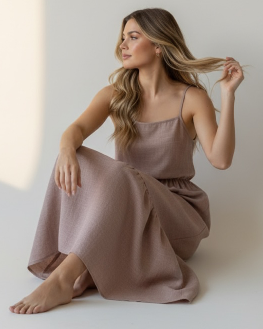 Producto - VESTIDO DE LINO LARGO BISON 0831 - 0