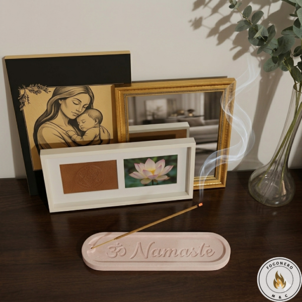 Producto - Porta Sahumerio Artesanal Tabla Ovalada de Cemento - 4