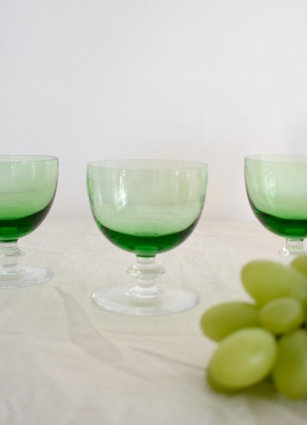 Producto - Set de cuatro copas de cristal verde - 1