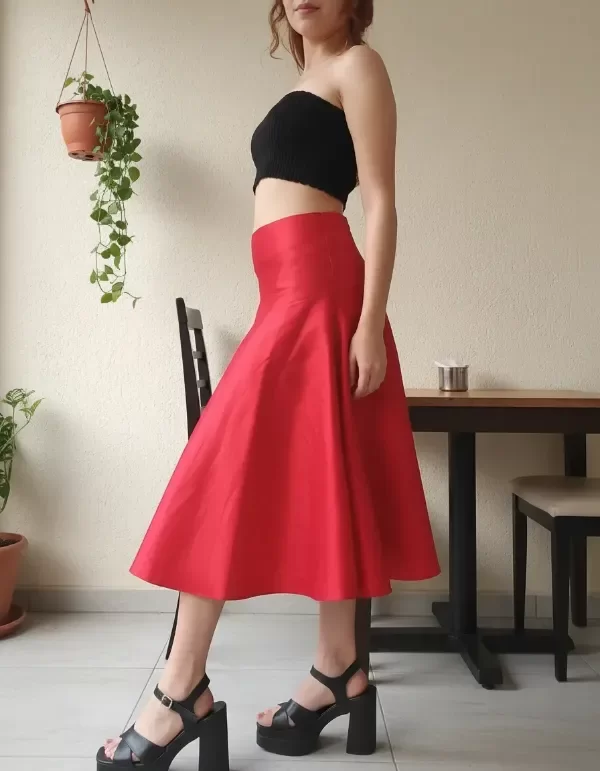 Producto - Pollera plato circular pin up Retro Rojo - 1