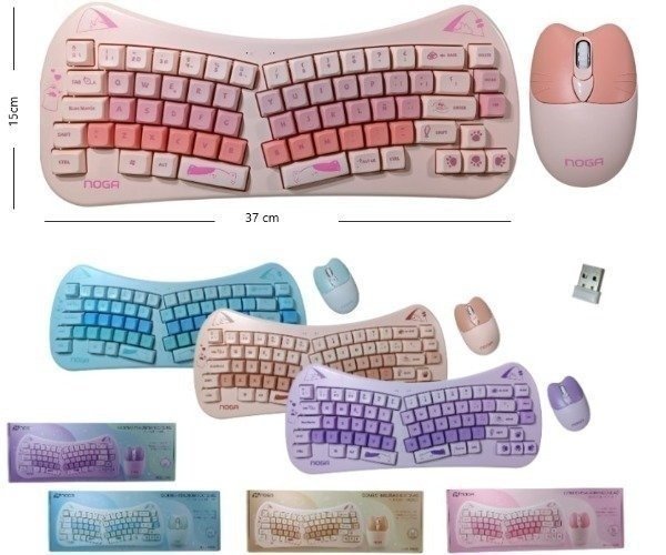 Producto - Combo Noga Teclado y mouse Inalámbrico Gatito NKB-6600