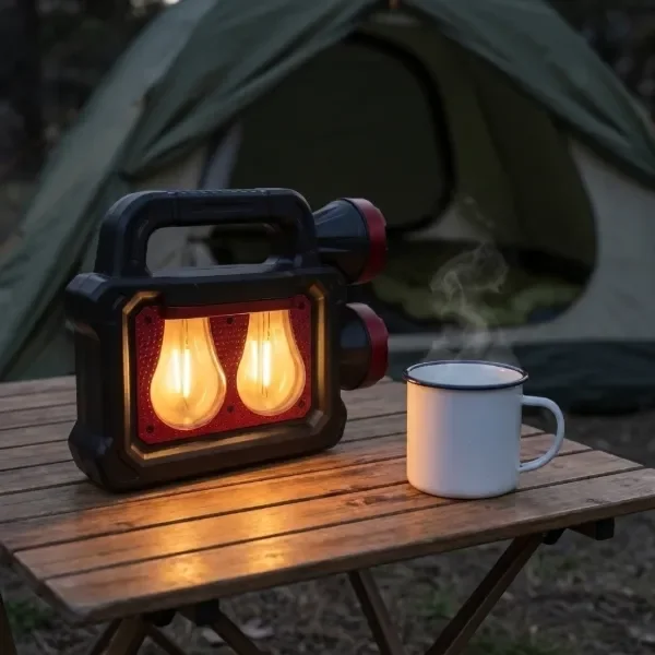 Producto - Lampara Solar Recargable Linterna Doble y Power Bank Luz Fría y Cálida - 0