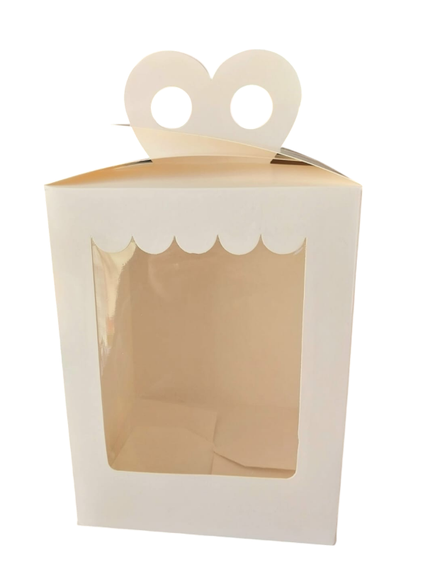 Producto - Caja blanca c/ visor y manija xud. 14.5x14.5x19 cm