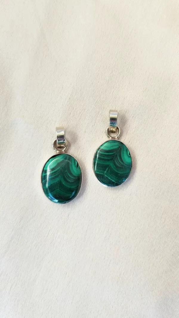 Producto - Dije ovalado MALAQUITA alpaca