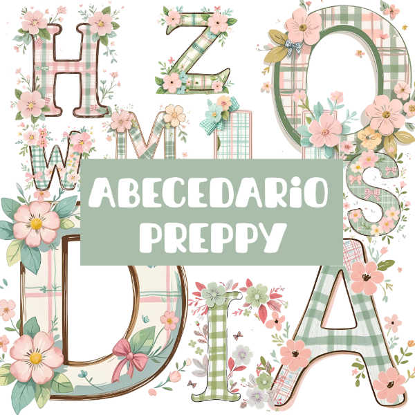 Producto - Abecedario Preppy Floral - Imágenes PNG -  AL34