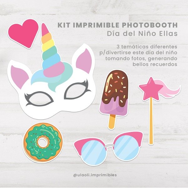 Producto - Kit Imprimible Photobooth Día del Niño "Ellas"