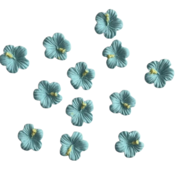 Producto - Flores tropicales celestes figuras pasta de azúcar comestible x12un