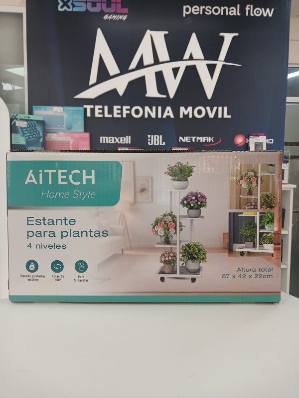 Producto - Estante Organizador de Plantas 4 Niveles con Rueda Aitech AIEP26010100B